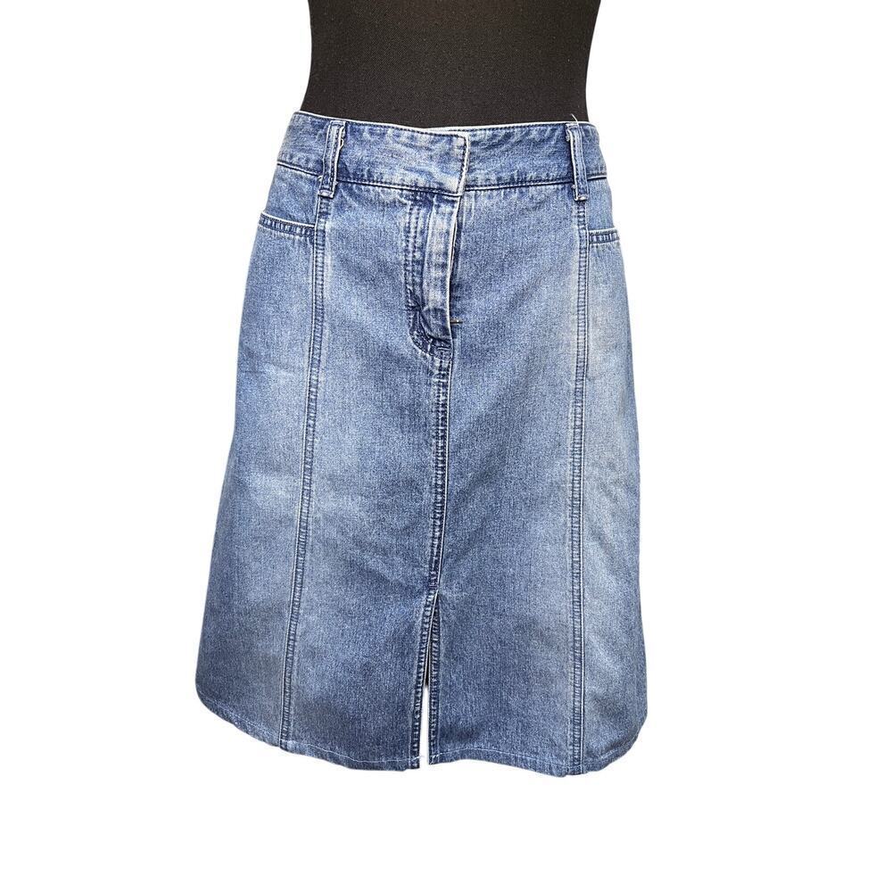 Halogen Denim A-Line Skirt Womens 6 Blue Knee Length Casual Classic Minimalist